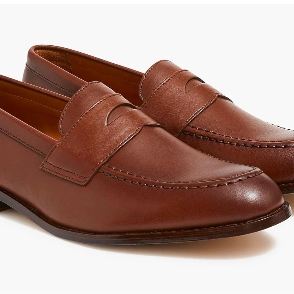 J. Crew Classic Penny Loafers for men, Size 13, Burnished Brown, genuine leather